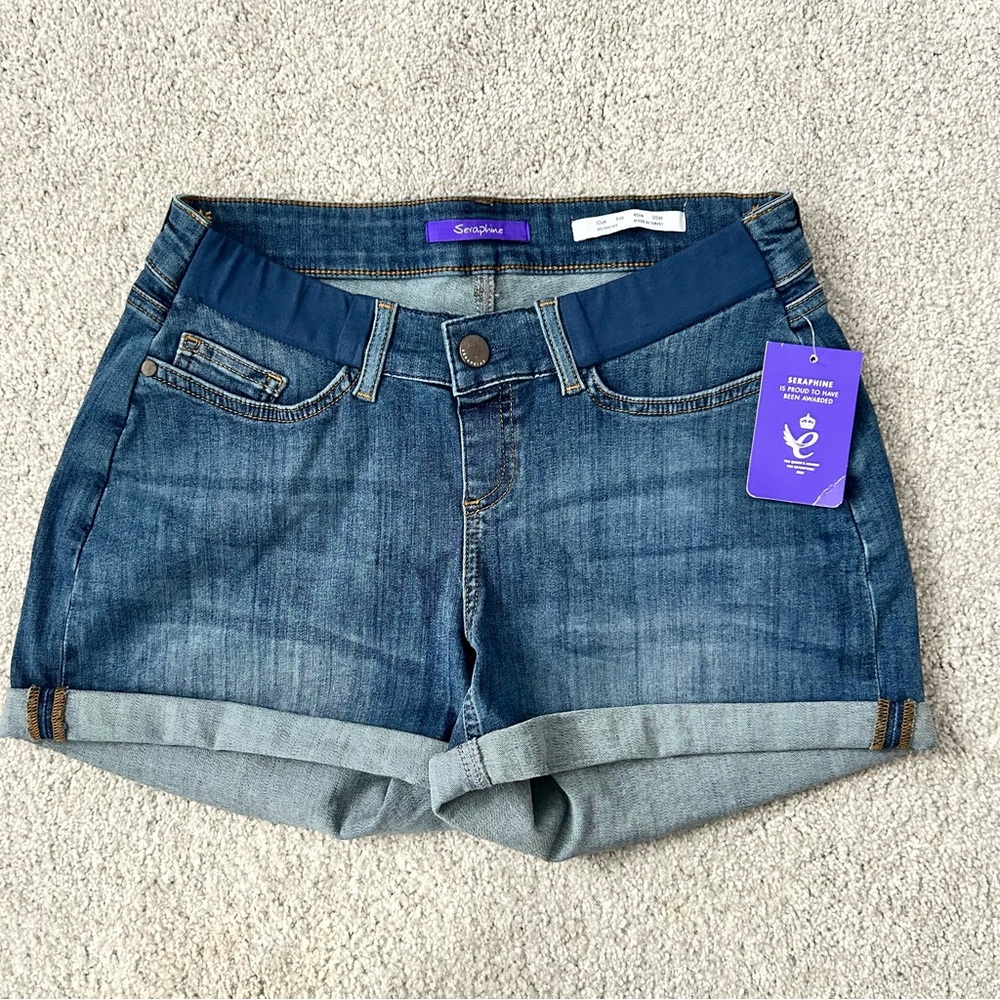 Seraphine Underbump Denim Ollie Short NWT Size 6 Medium Wash